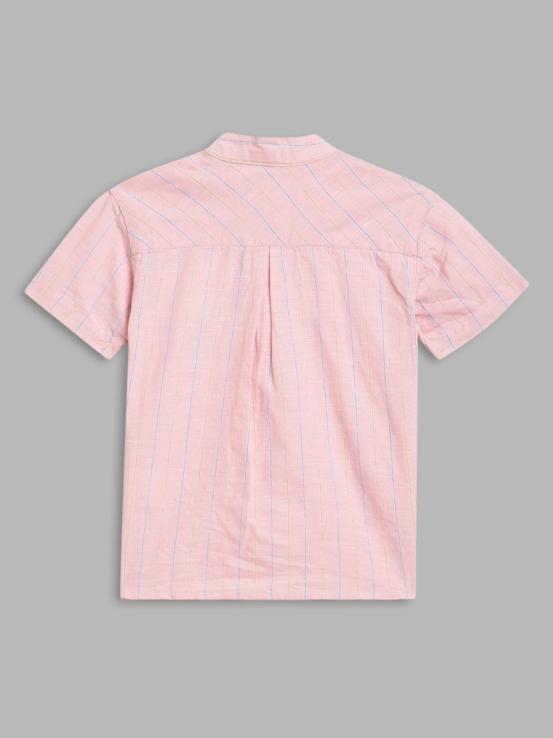 Blue Giraffe Boys Pink Solid Mandarin Collar TShirt