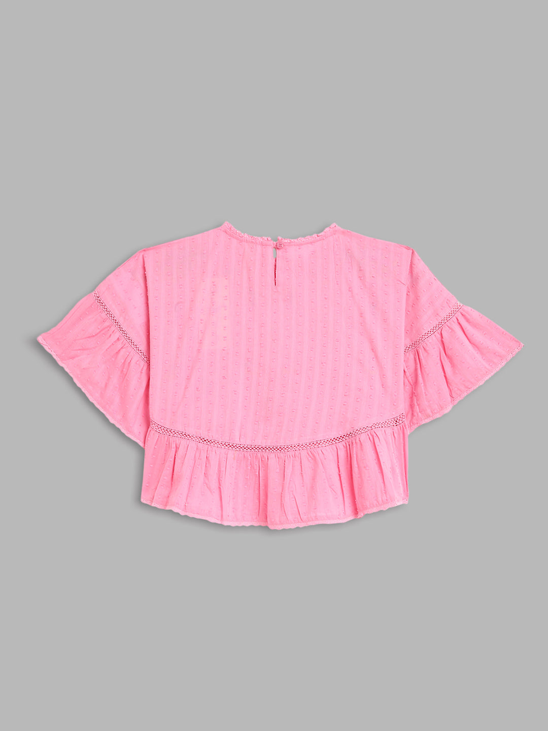 Blue Giraffe Girls Pink Embroidered Round Neck Top