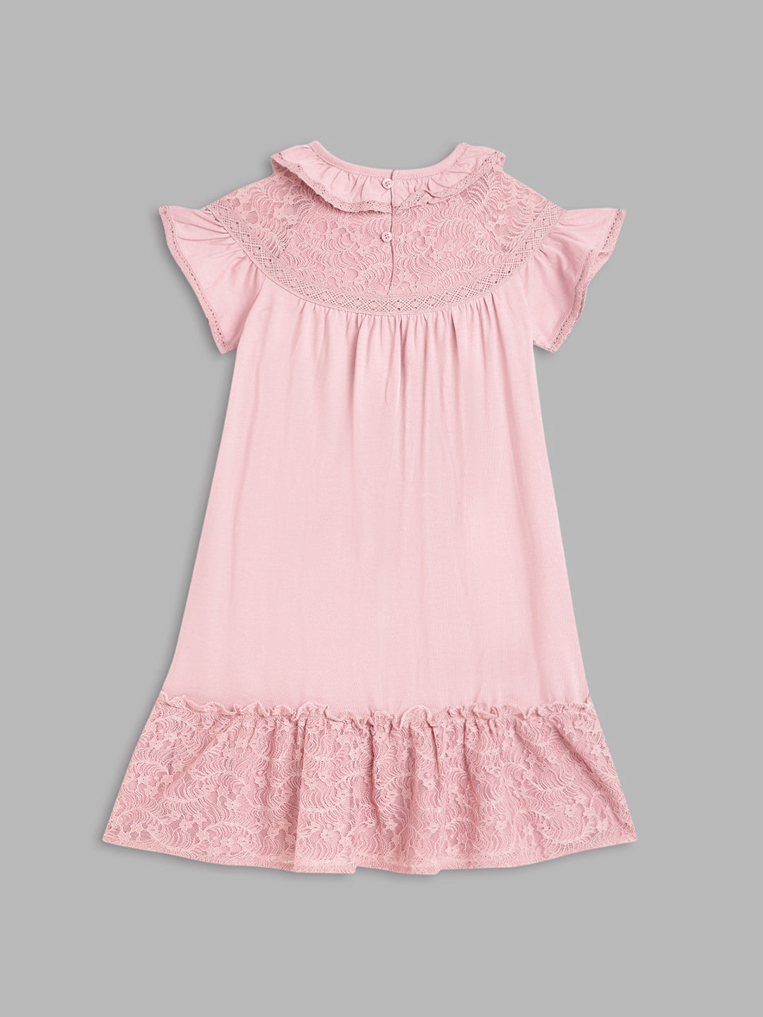 Blue Giraffe Girls Pink Solid Round Neck Dress