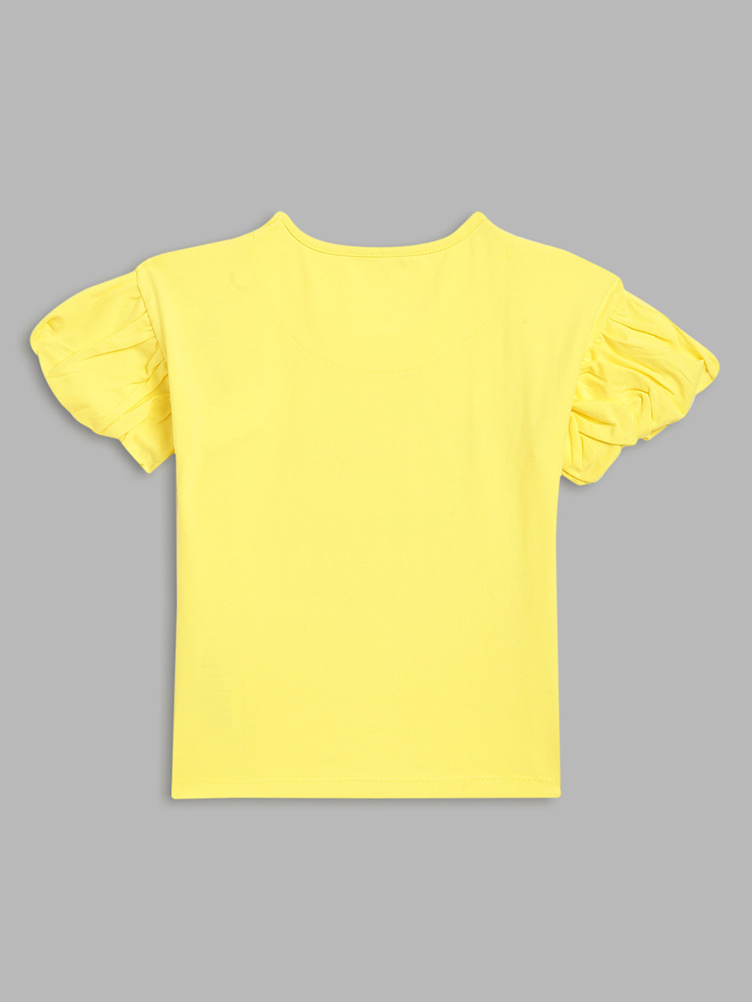 Blue Giraffe Girls Yellow Solid Round Neck TShirt