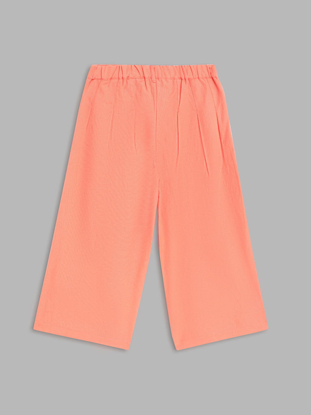 Blue Giraffe Girls Peach Solid Straight Fit Trouser