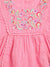 Blue Giraffe Girls Pink Embroidered Square Neck Dress