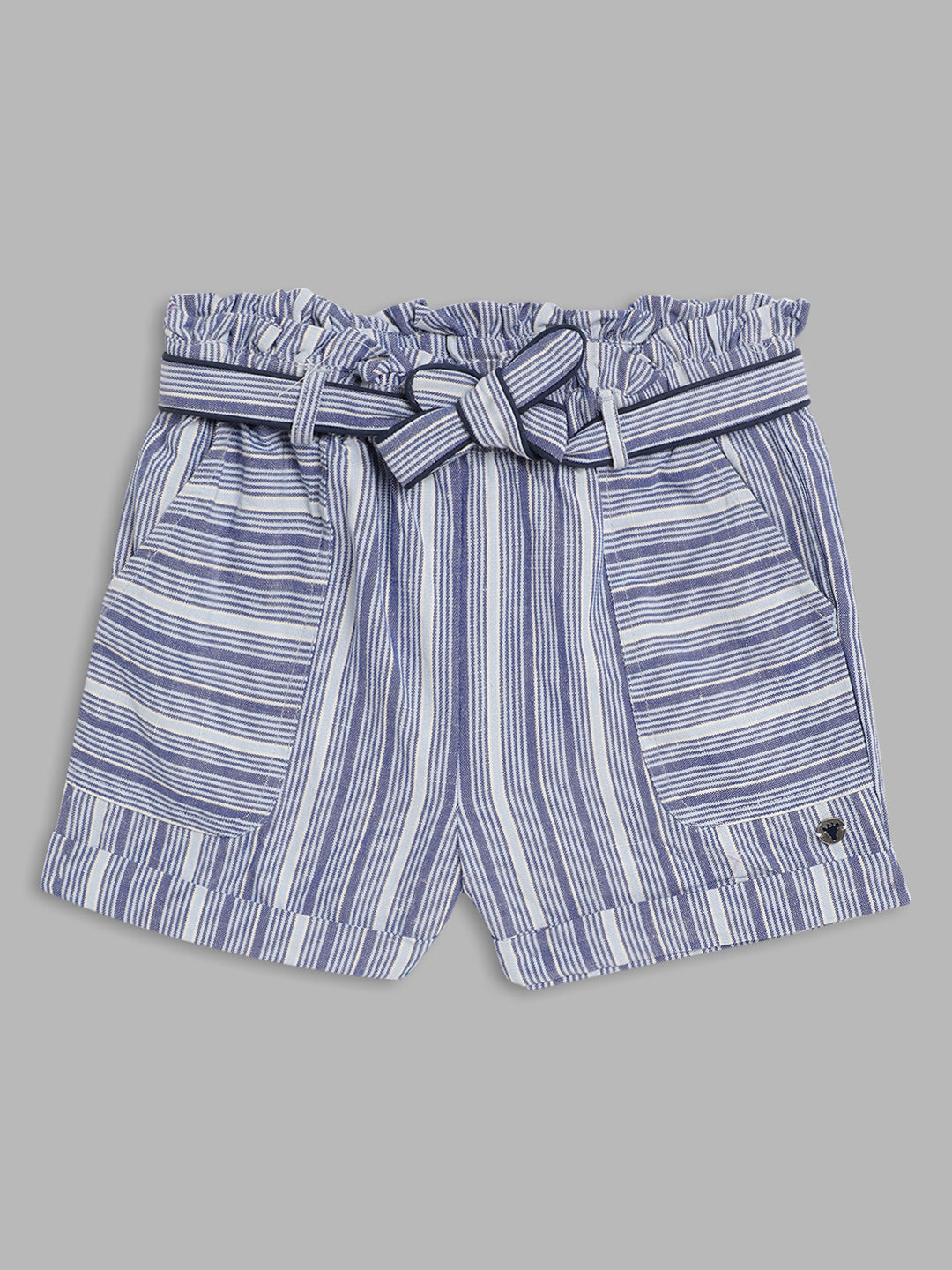 Blue Giraffe Girls Multi Striped Regular Fit Shorts