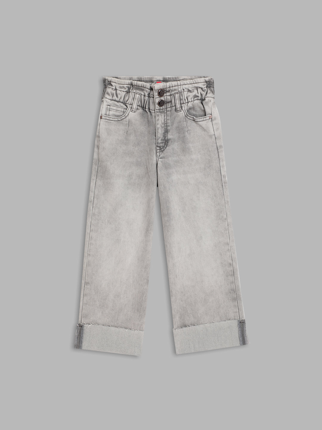 Blue Giraffe Girls Grey Solid Flared Jeans