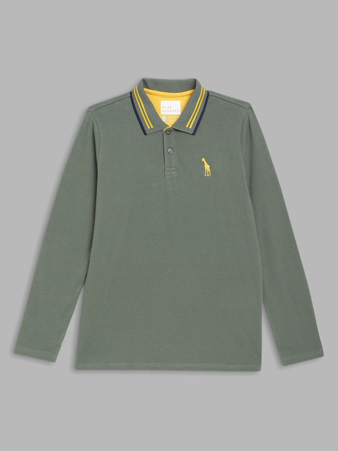 Blue Giraffe Boys Olive Solid Polo TShirt