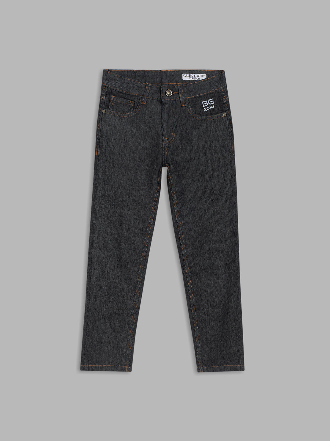 Blue Giraffe Boys Blue Solid Straight Fit Jeans