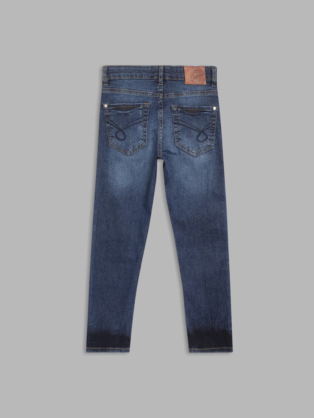 Blue Giraffe Boys Blue Solid Straight Fit Jeans