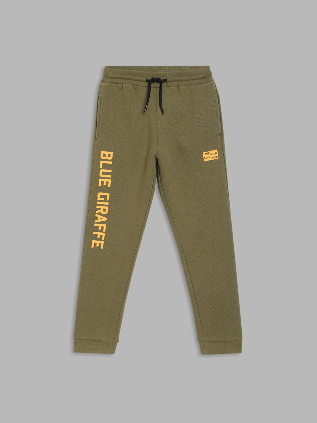 Blue Giraffe Boys Olive Solid Regular Fit Sweatpant