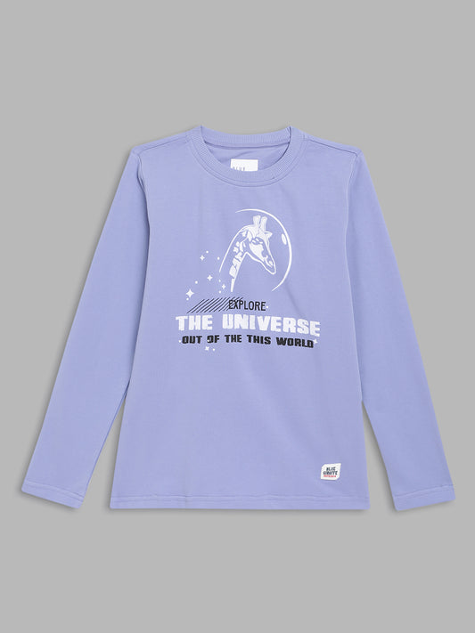 Blue Giraffe Boys Lavender Solid Round Neck TShirt