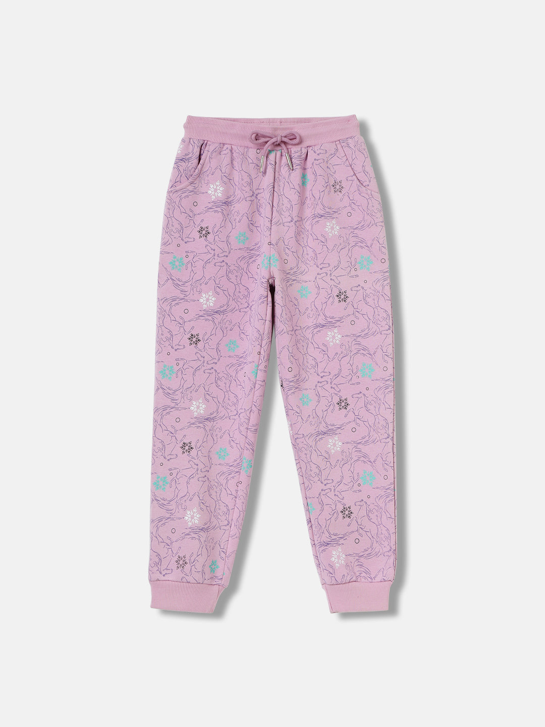 Blue Giraffe Girls Lilac Printed Regular Fit Sweatpant