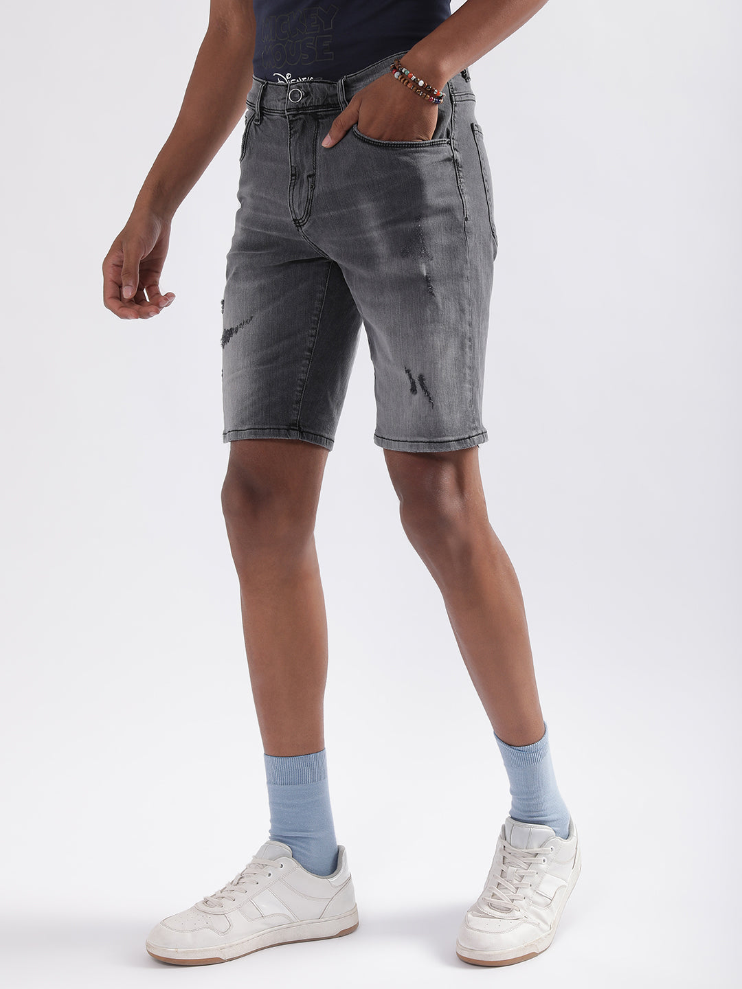 Antony Morato Men Washed Skinny Fit Denim Shorts