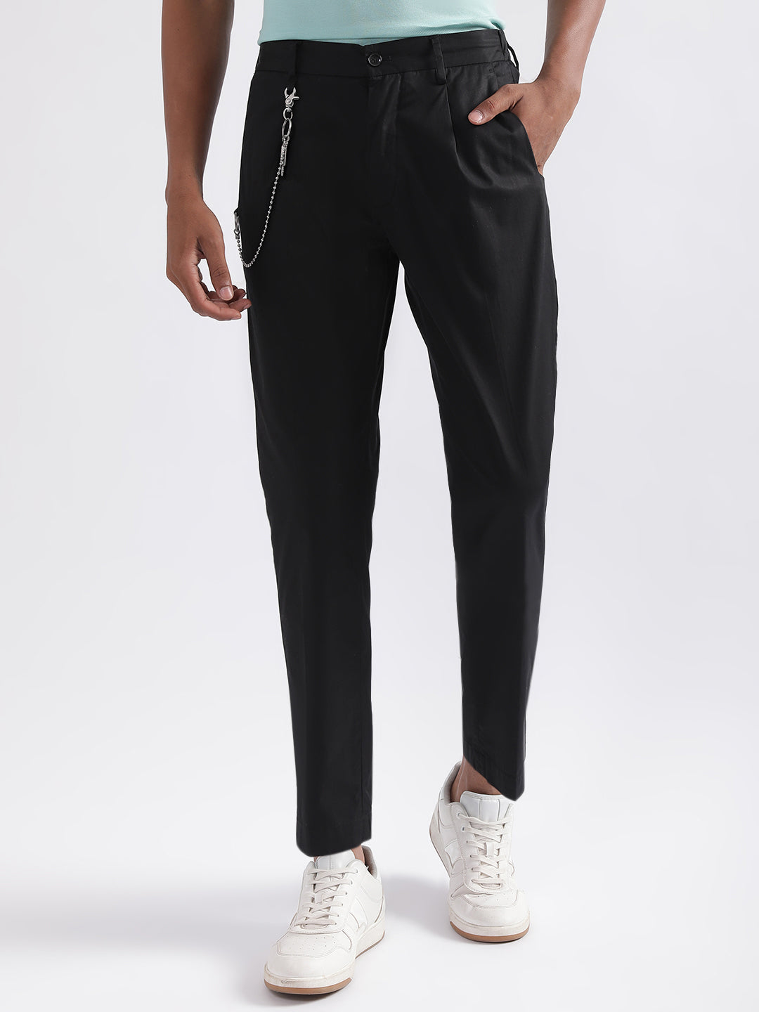 Antony Morato Men Tapered Fit Mid-Rise Cotton Trousers