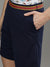 Iconic Women Navy Blue Solid Regular Fit Shorts