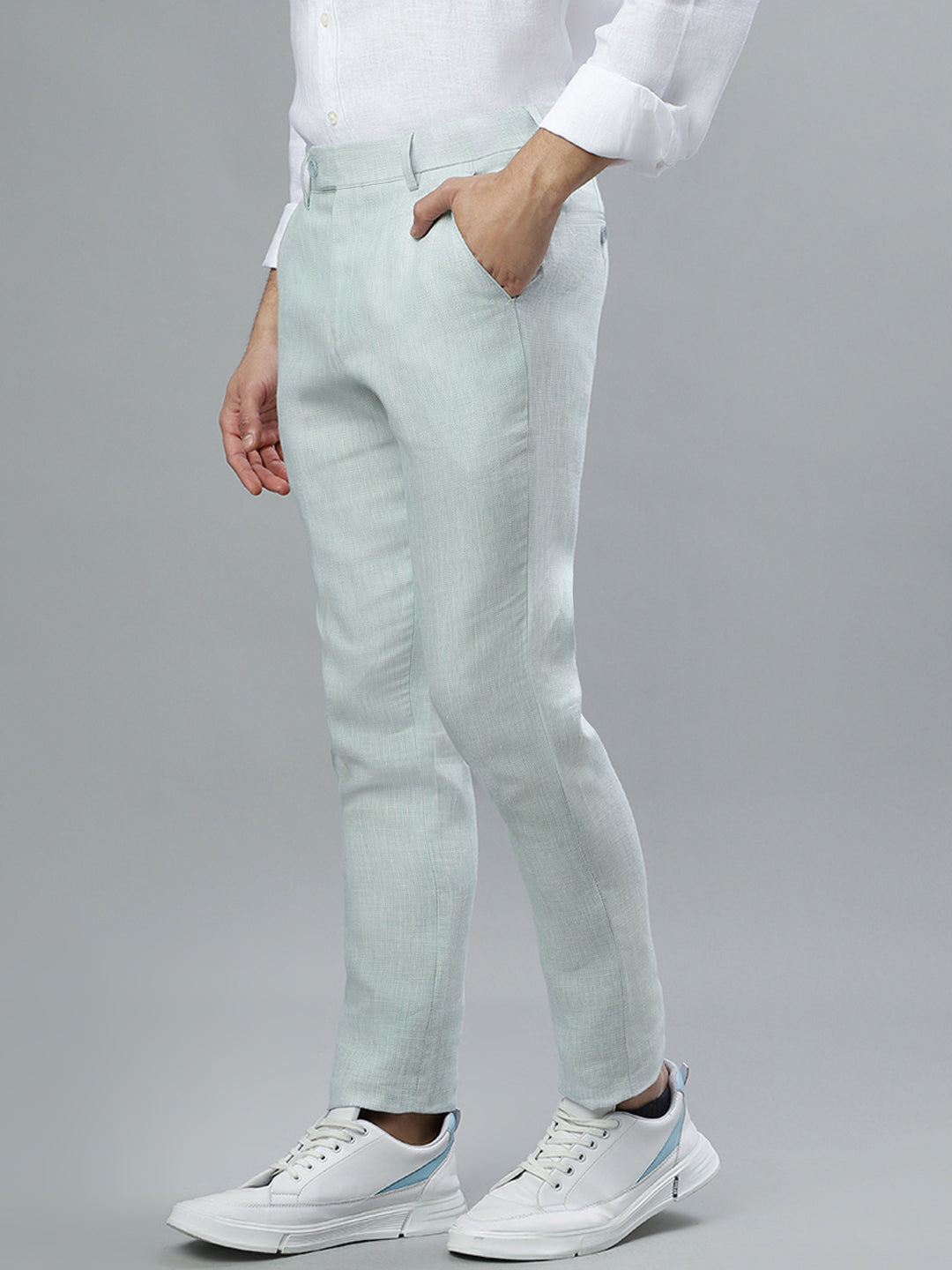 Iconic Men Mint Solid Regular Fit Trouser