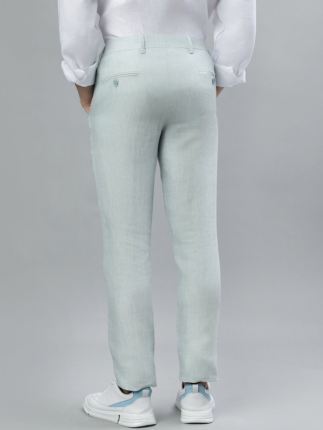 Iconic Men Mint Solid Regular Fit Trouser