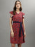 Iconic Women Red Printed V Neck Dress