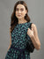 Iconic Women Green Printed V Neck Dress