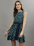 Iconic Women Green Printed V Neck Dress