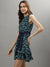 Iconic Women Green Printed V Neck Dress