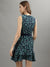 Iconic Women Green Printed V Neck Dress