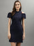 Iconic Women Blue Solid Band Collar Dress