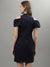 Iconic Women Blue Solid Band Collar Dress