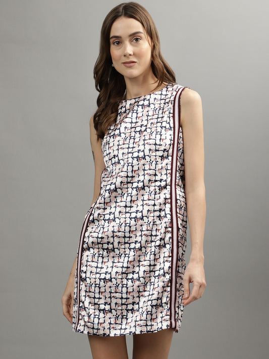 Iconic Women Multi Printed Round Neck Dress