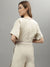 Iconic Women Beige Solid Round Neck Playsuit