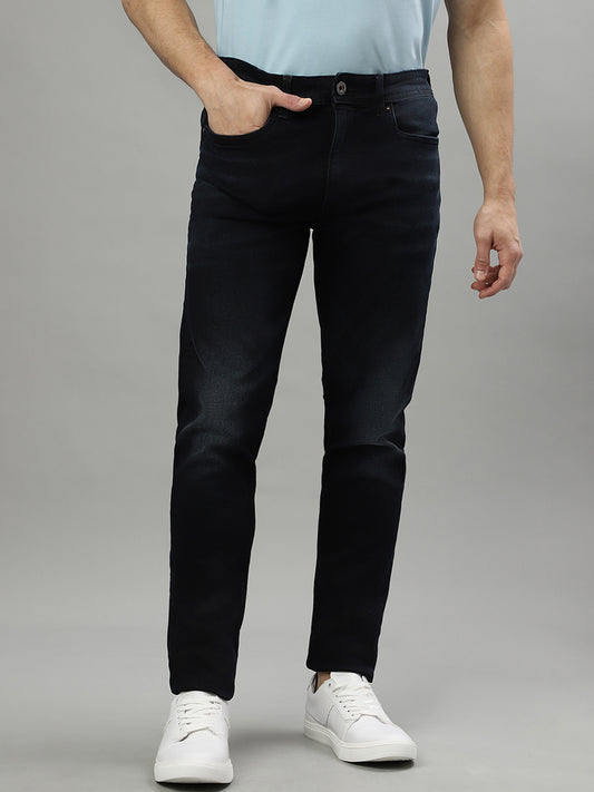 Iconic Men Dark Blue Solid Slim Fit Jeans