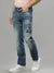 Iconic Men Blue Embroidered Slim Fit Jeans