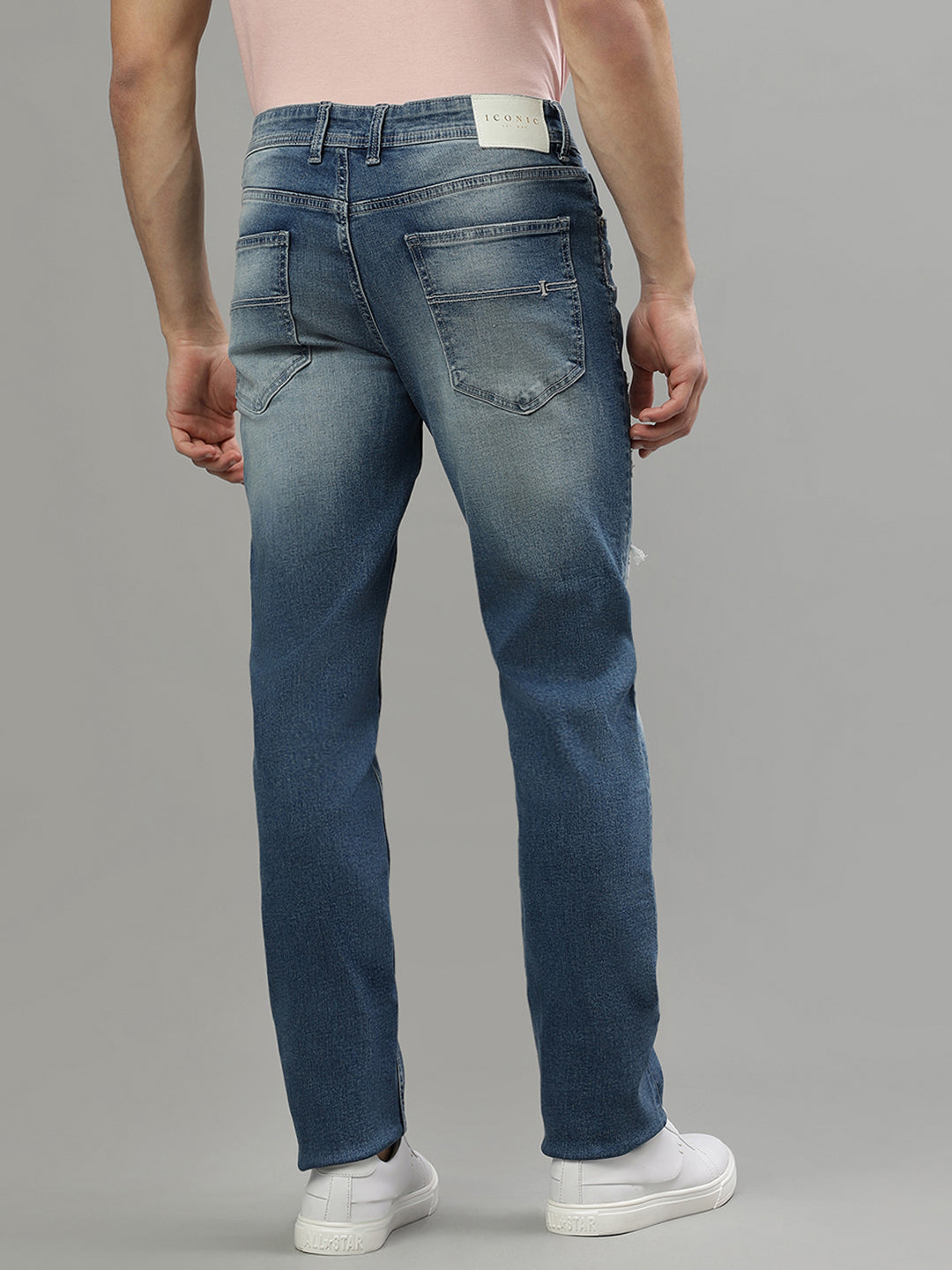 Iconic Men Blue Embroidered Slim Fit Jeans