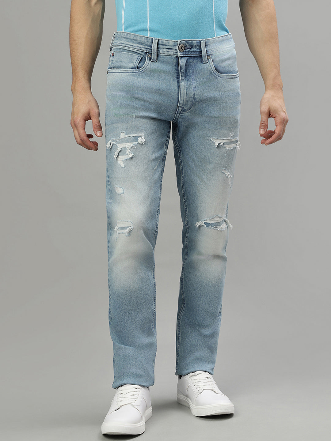 Iconic Men Light Blue Solid Slim Fit Jeans