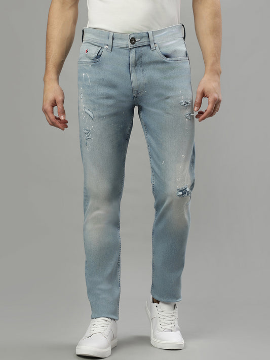 Iconic Men Blue Embroidered Slim Fit Jeans