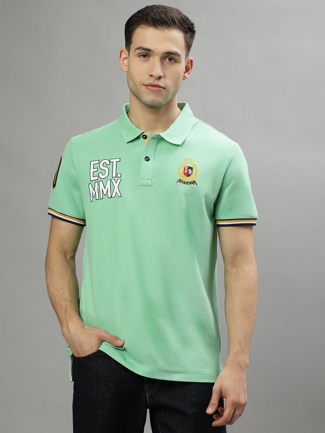 Iconic Green Logo Regular Fit Polo T-Shirt