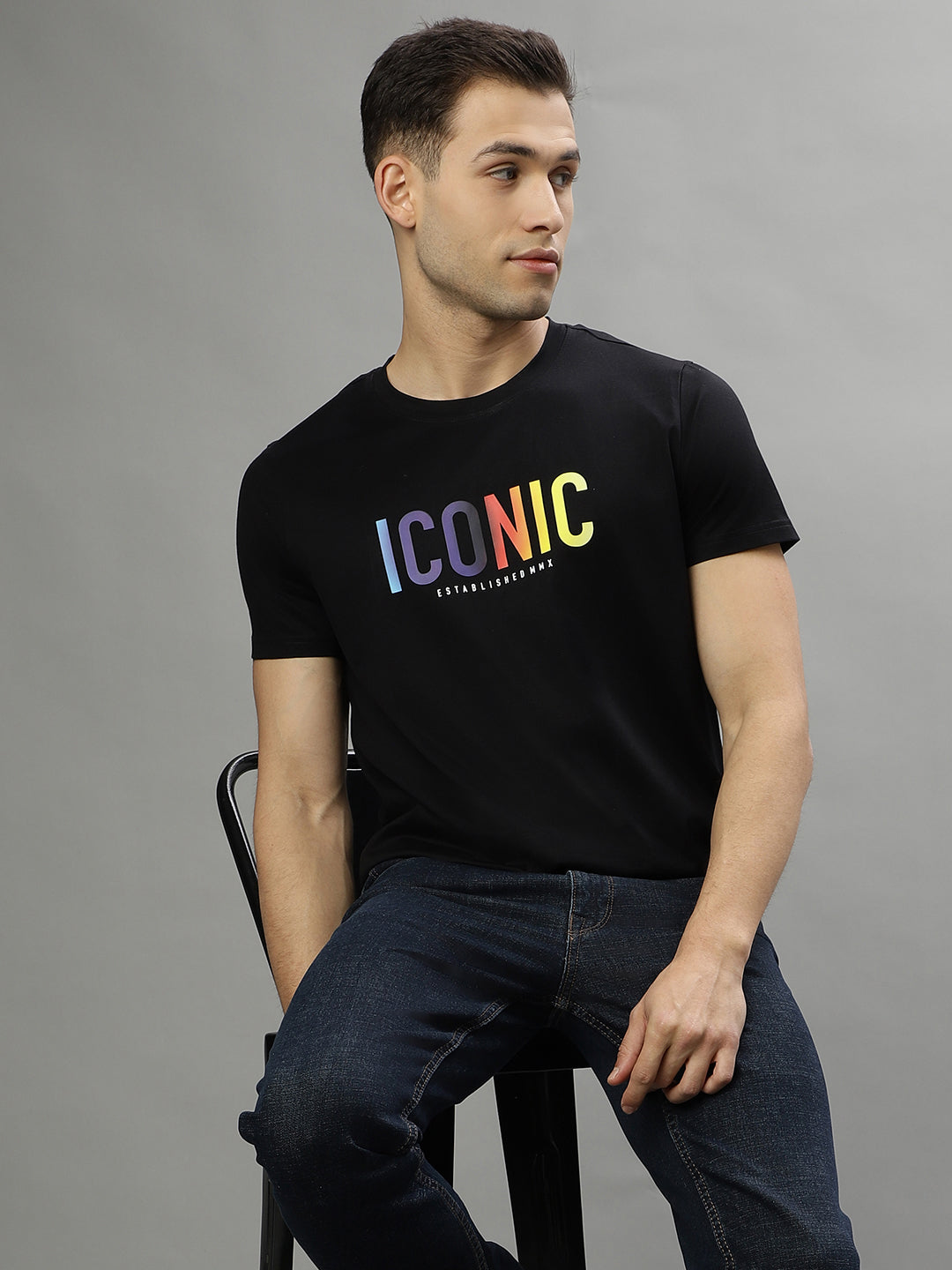 Iconic Black Logo Regular Fit T-Shirt