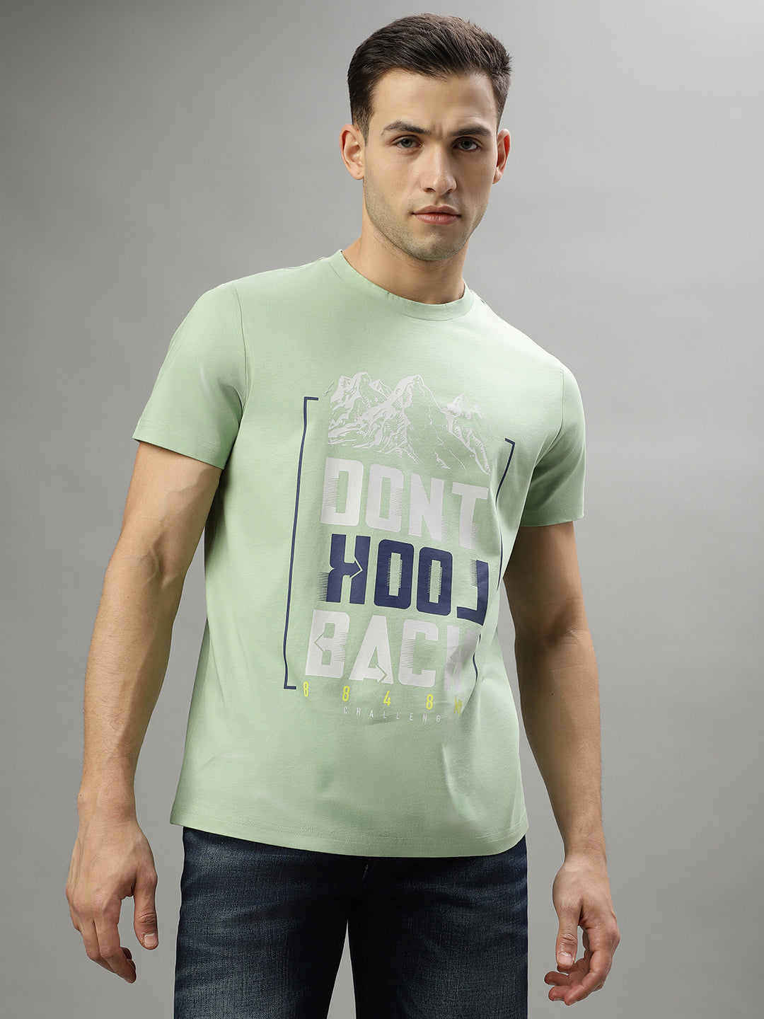 Iconic Green Printed Regular Fit T-Shirt