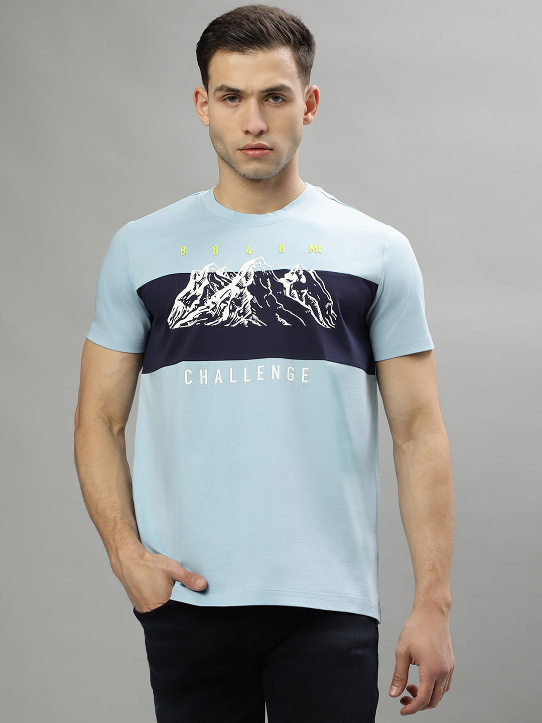 Iconic Blue Printed Regular Fit T-Shirt