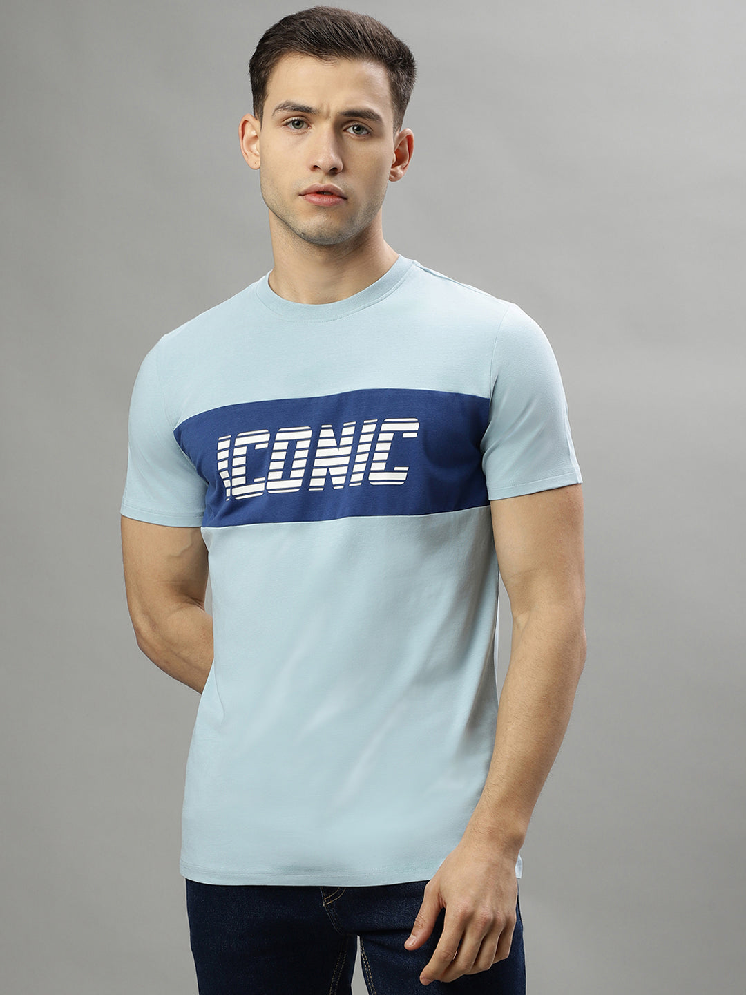 Iconic Sky Blue Logo Regular Fit T-Shirt