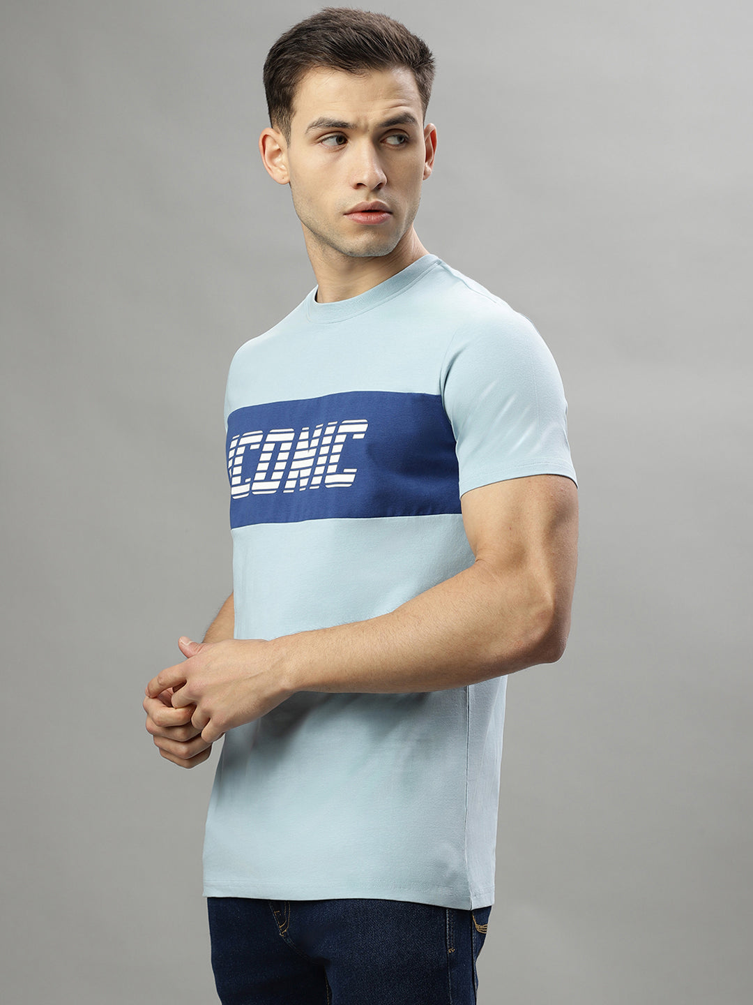 Iconic Sky Blue Logo Regular Fit T-Shirt