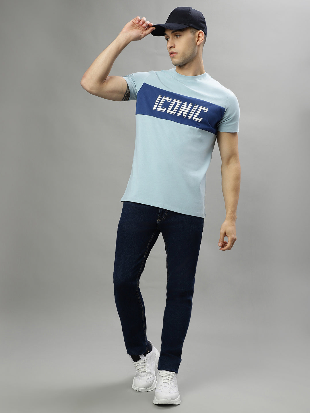 Iconic Sky Blue Logo Regular Fit T-Shirt