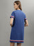 Iconic Women Navy Colour blocked Round Neck Dress