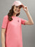 Iconic Women Coral Solid Round Neck Dress