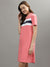 Iconic Women Coral Colour blocked Collar Dress