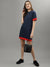 Iconic Women Cobalt Colour blocked Round Neck Dress