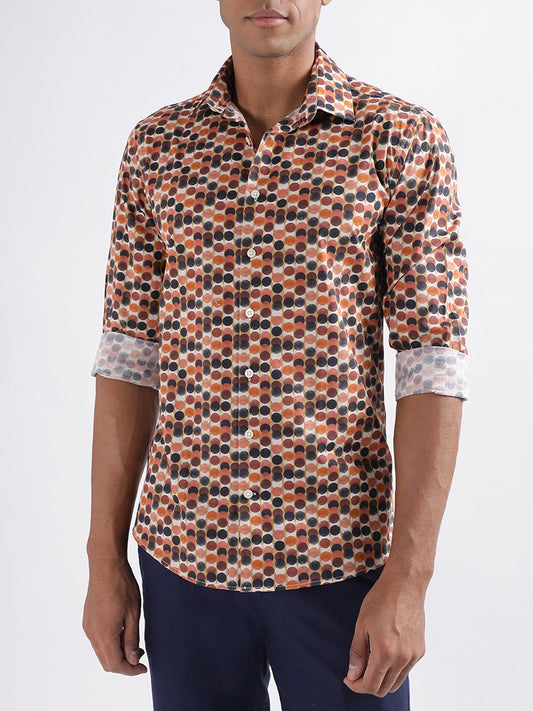 Lindbergh Burgundy Printed Slim Fit Shirt