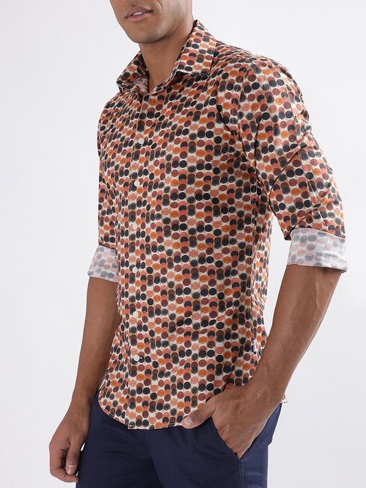 Lindbergh Burgundy Printed Slim Fit Shirt