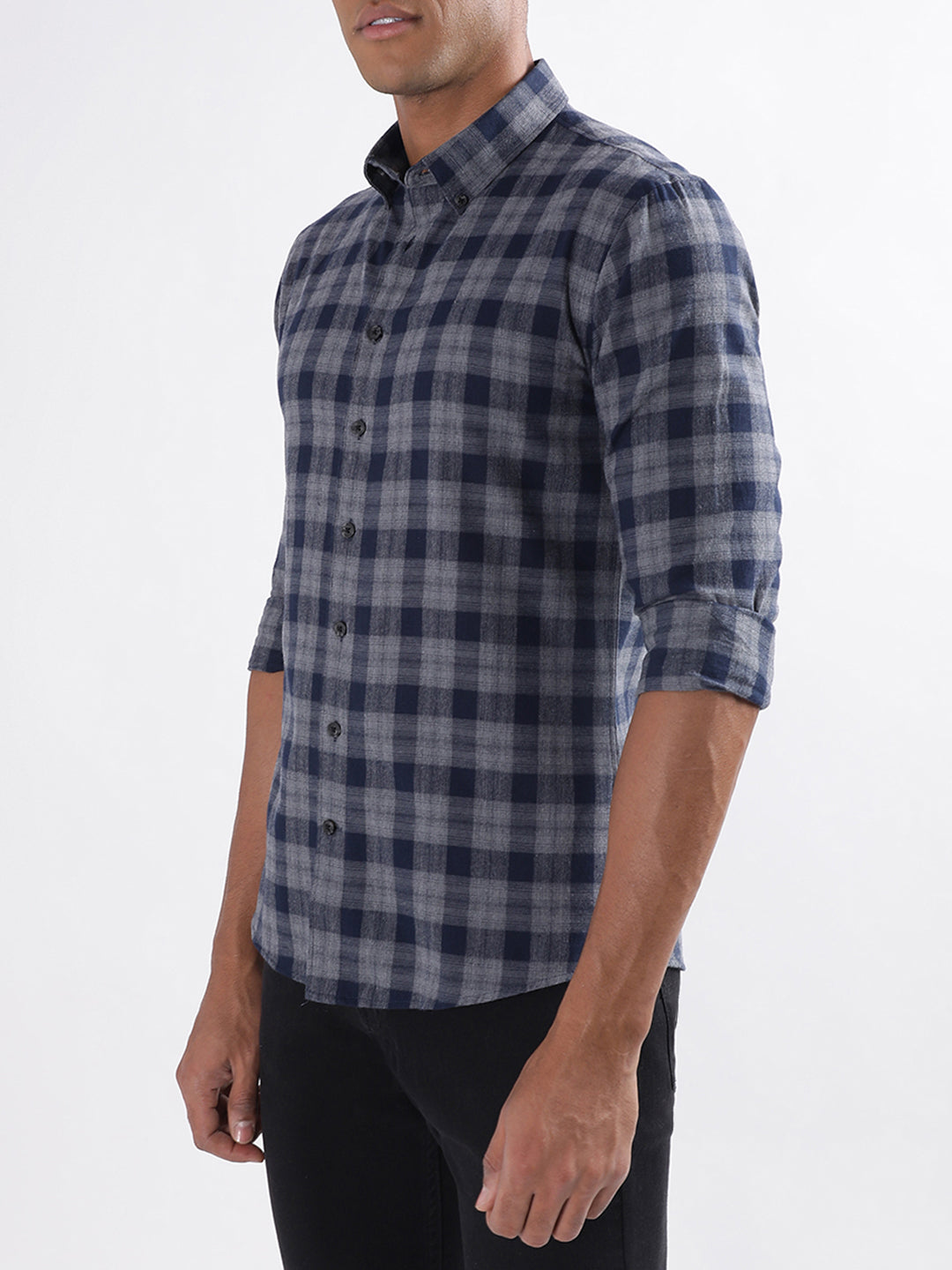 Lindbergh Grey Checked Slim Fit Shirt