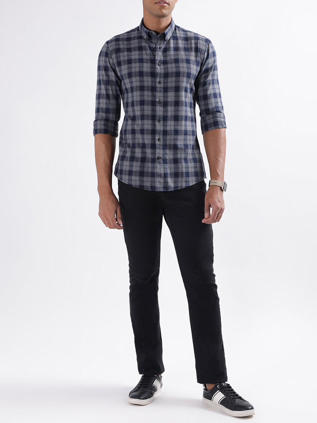 Lindbergh Grey Checked Slim Fit Shirt