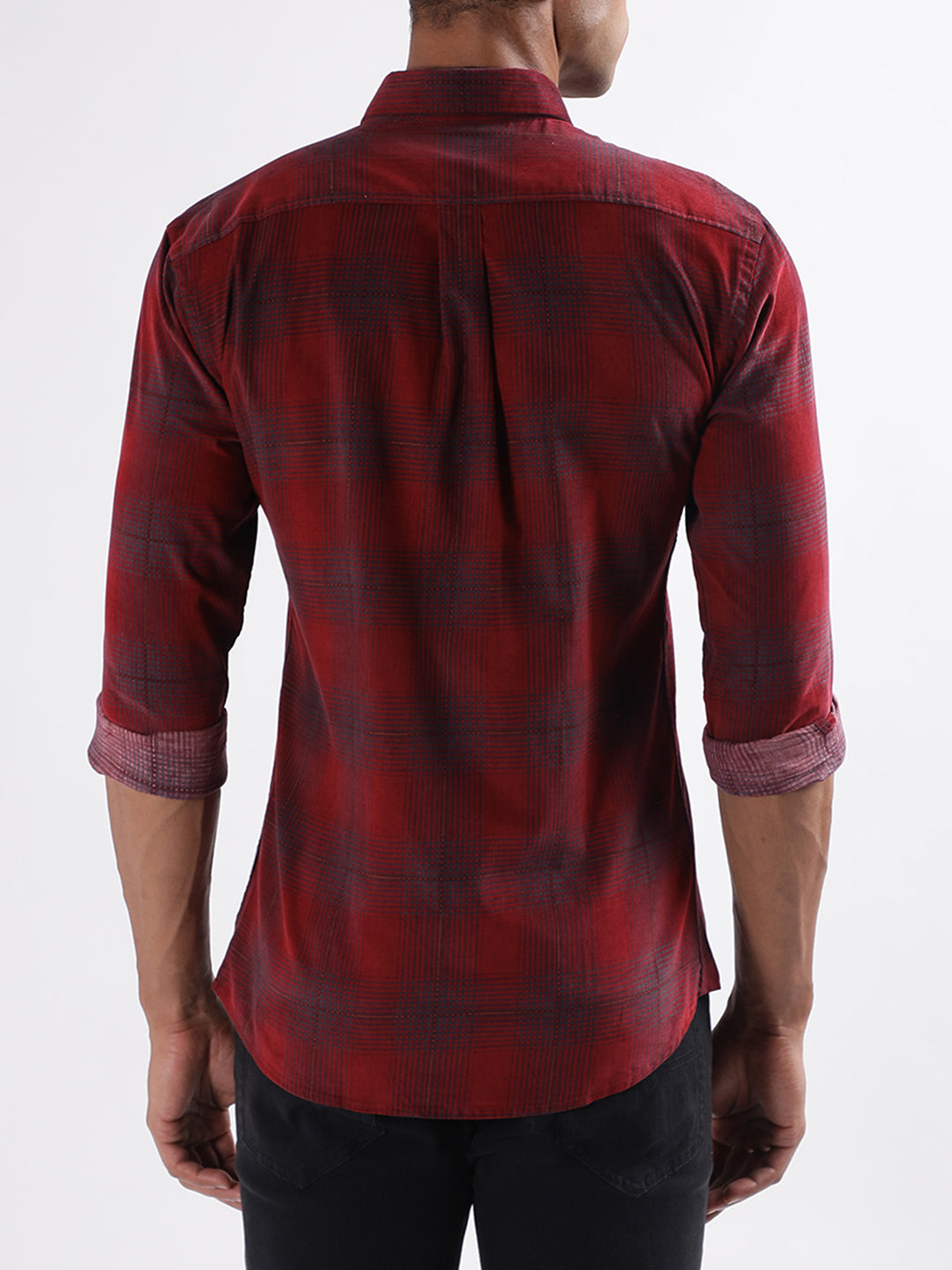 Lindbergh Burgundy Checked Slim Fit Shirt