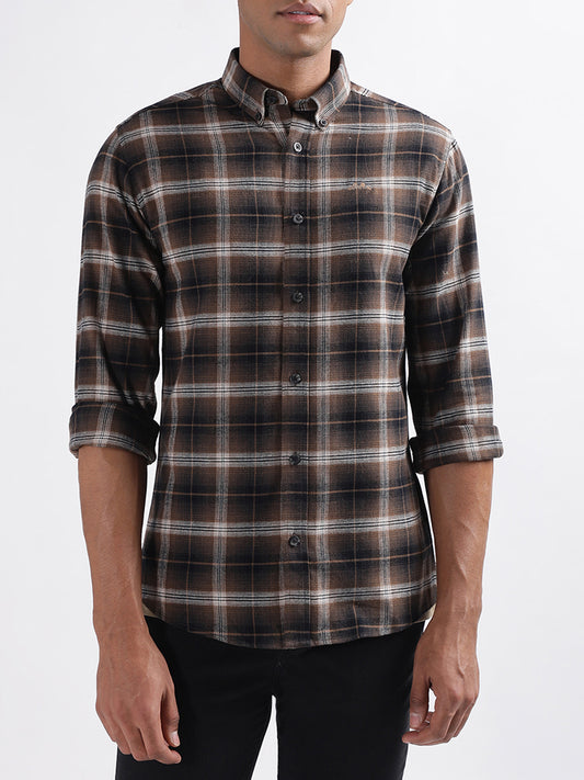 Lindbergh Brown Checked Relaxed Fit Shirt